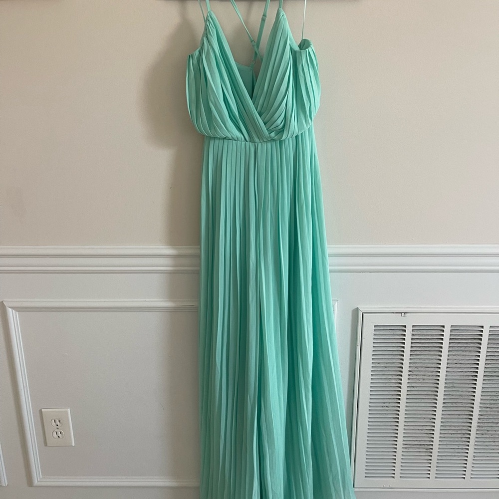 Teal wide leg tie waist jumpsuit M